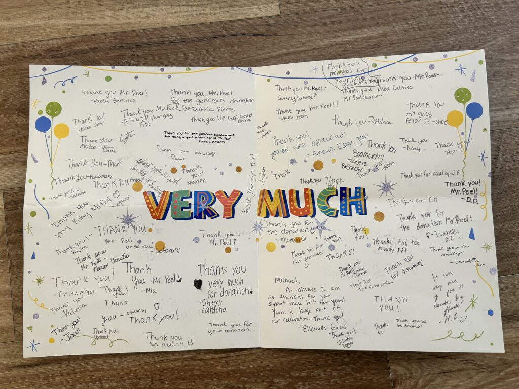 Thank you note from Manatee Middle School students to Gulfstream Homes