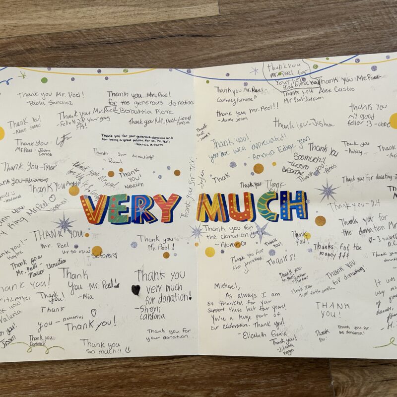 Thank you note from Manatee Middle School students to Gulfstream Homes
